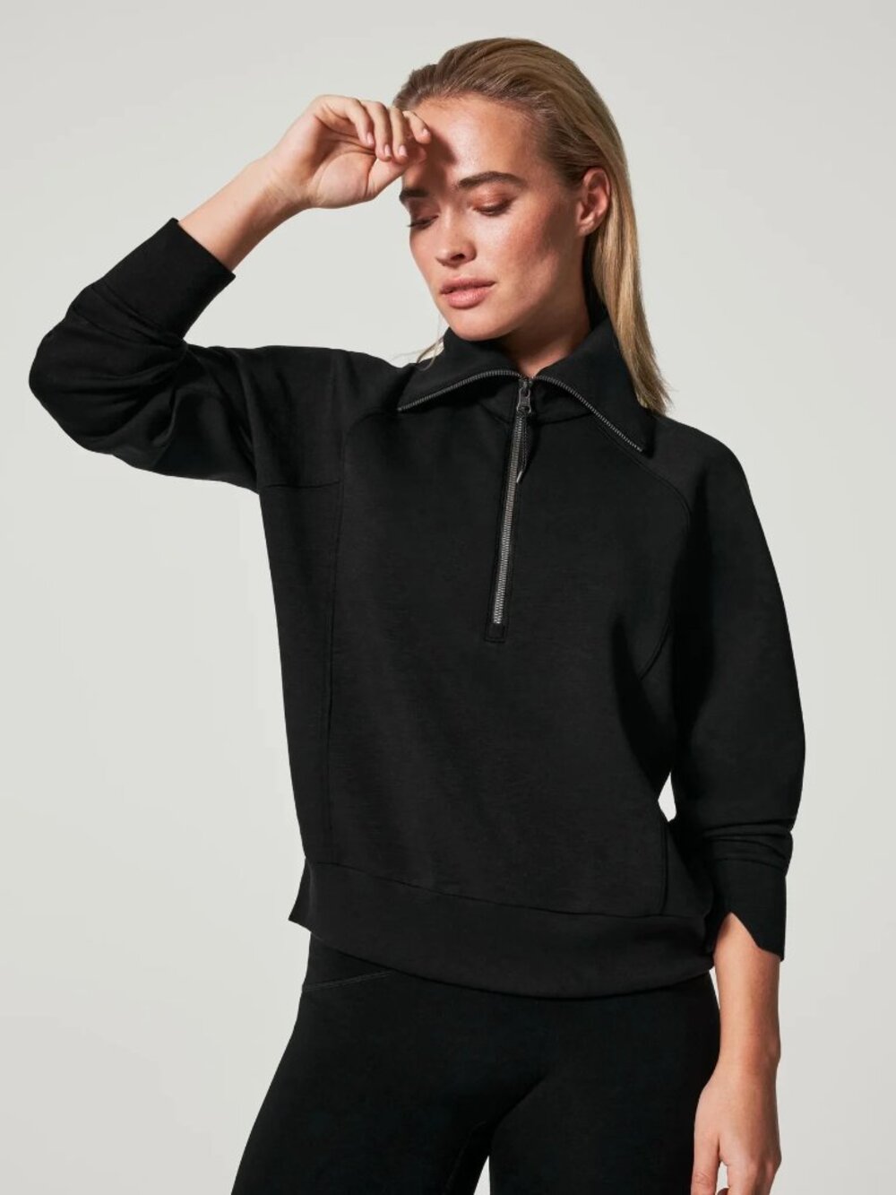 SPANX AirEssentials Half Zip Modal Top Black Size Large